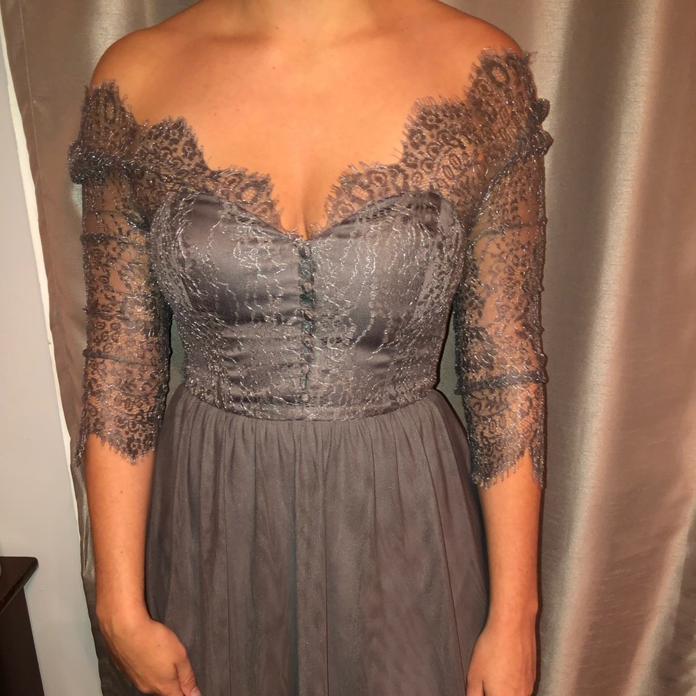 60s style dress, with lace and chiffon.